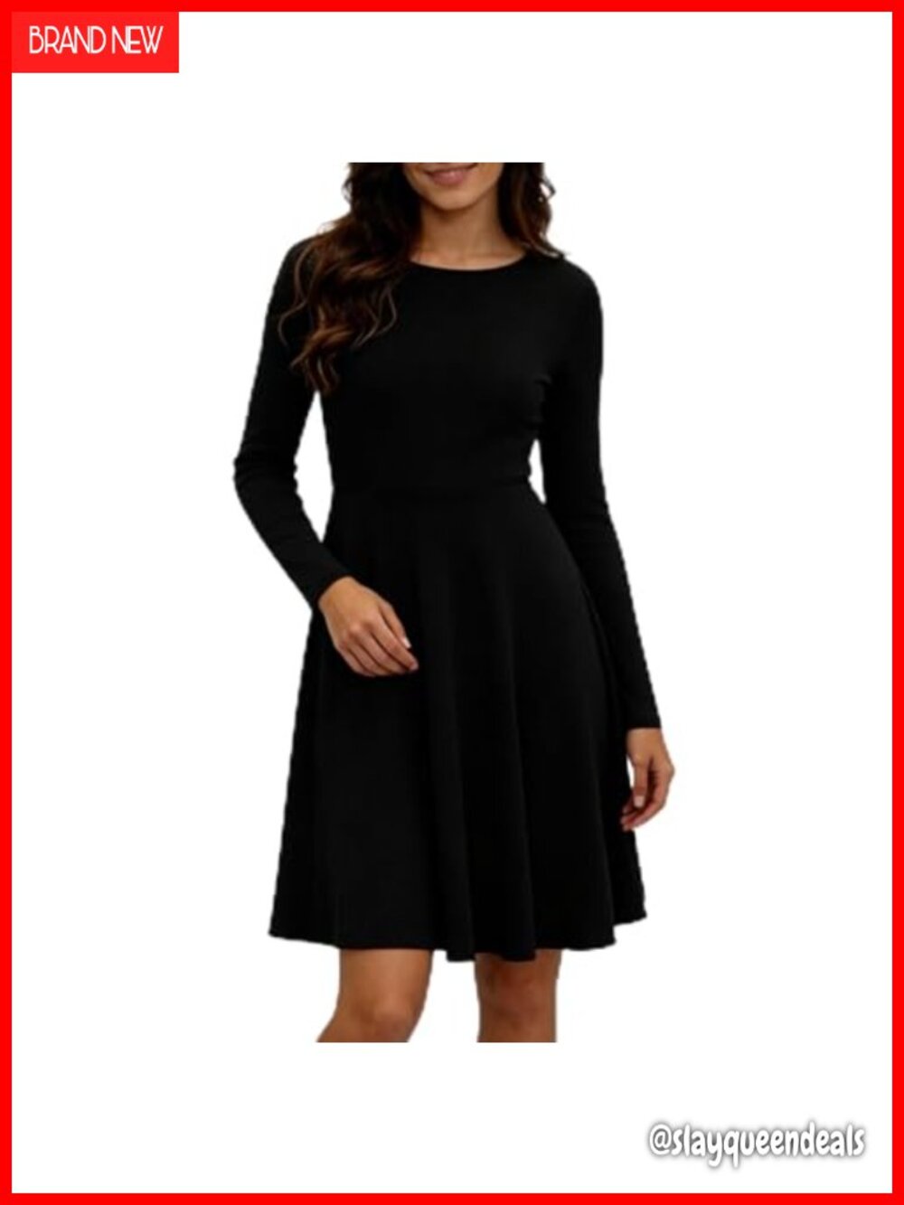 Ribbed Knit Long Sleeve Sweater Dress A-Line Casual Fall